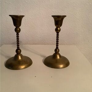2 Vintage Candle Holders Brass  Pair Home Decor